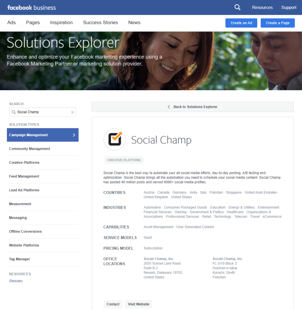 Facebook Solution Explorer