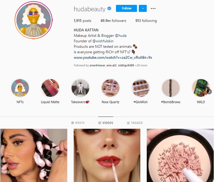 Huda beauty Instagram