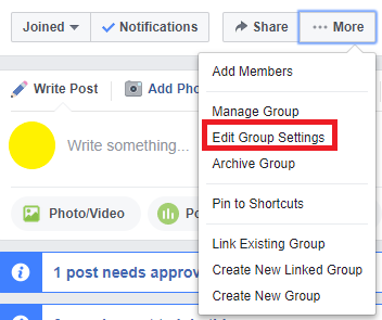 edit facebook group settings