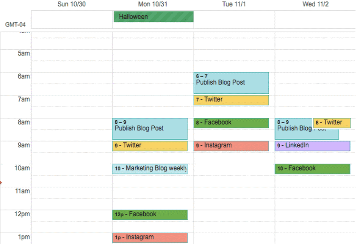 Social Media Content Calendar on Google Drive