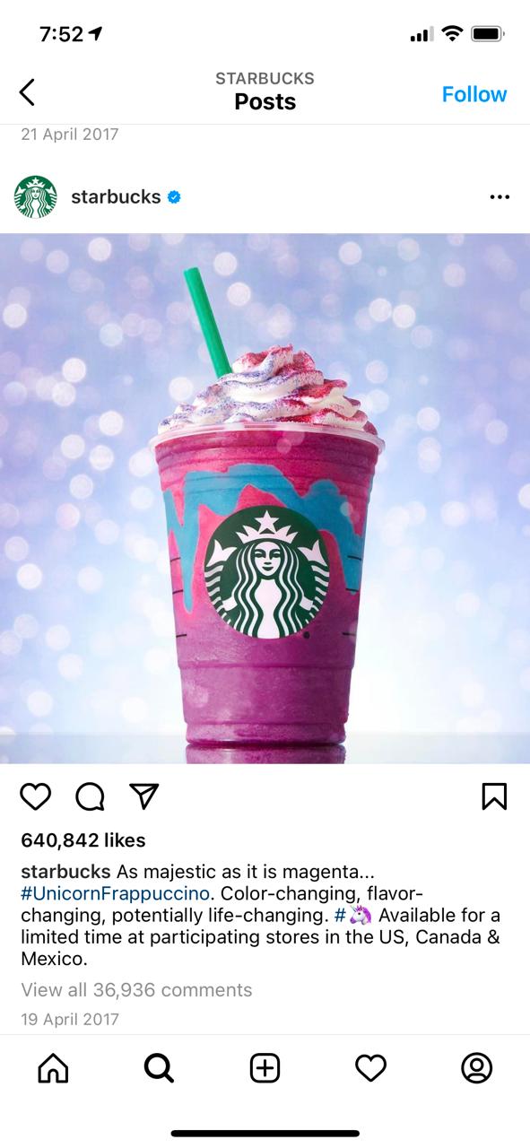 UnicornFrappuccino social media marketing campaign 