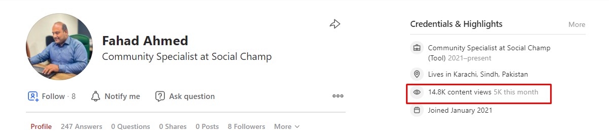 Quora profile screenshot