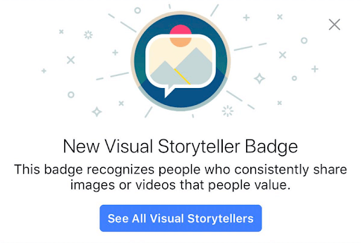 Visual story teller badge