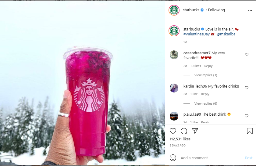 Starbucks Instagram Valentine Day