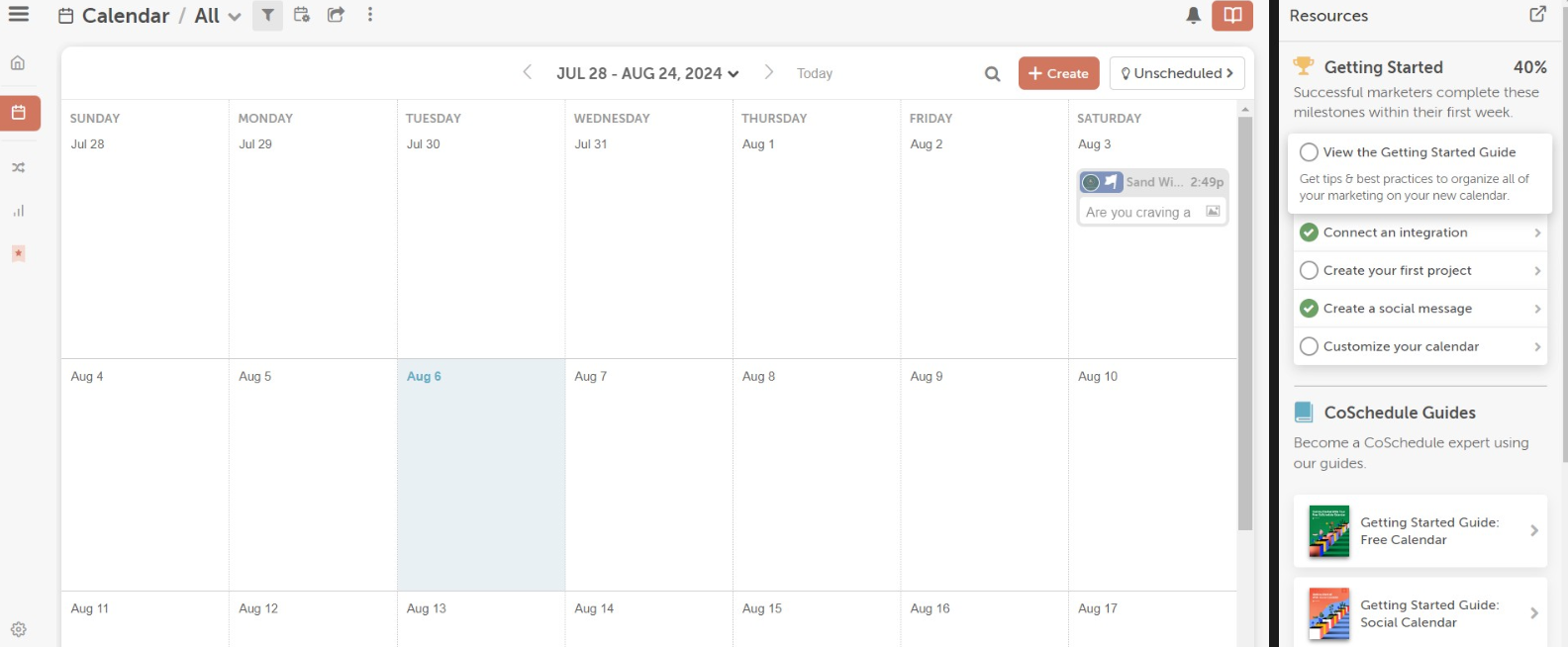 CoSchedule's dashboard