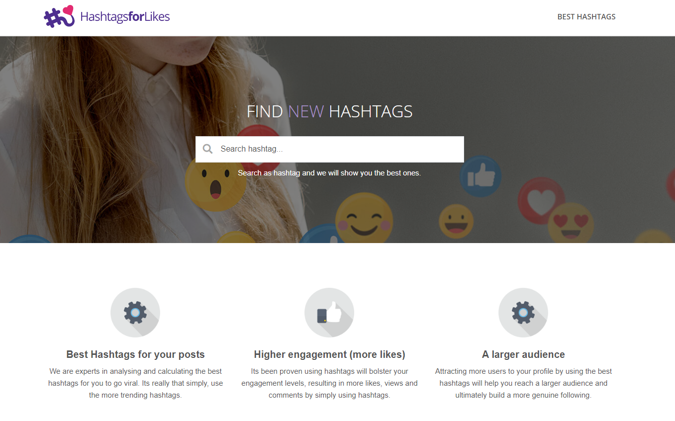 Hashtags for Likes' home page