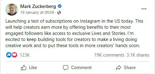 Mark Zuckerberg Tweet