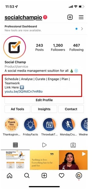 Social Champ Instagram Profile links