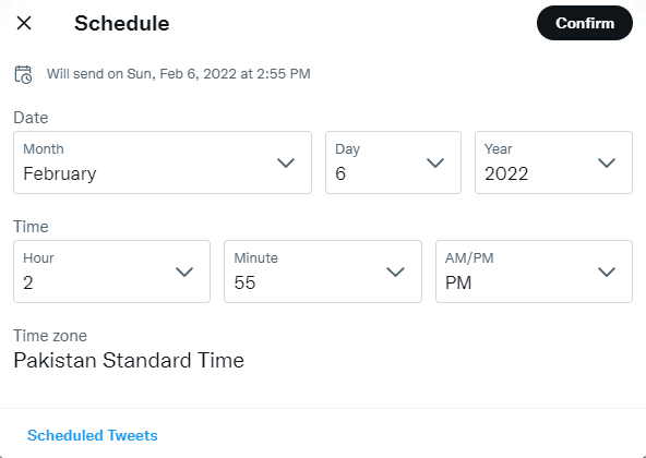 Twitter schedule