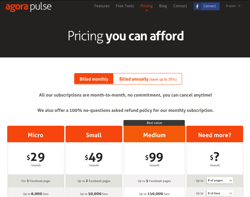 Agorapulse pricing in 2015