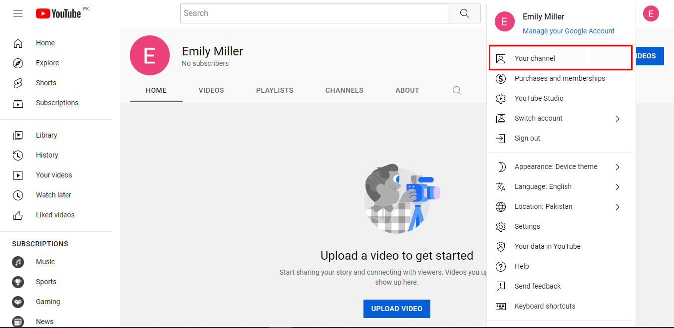 Create YouTube account step 5