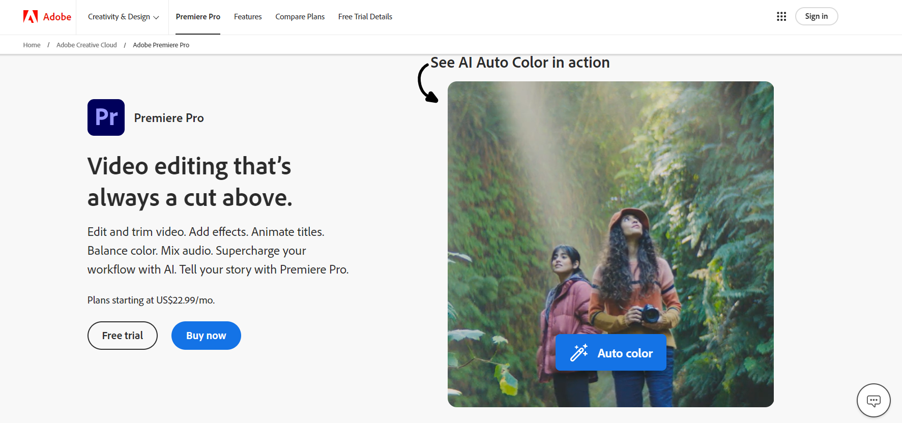 Adobe's home page