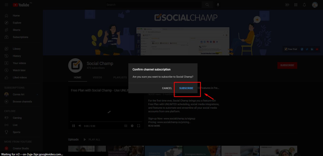 confirm auto channel subscription