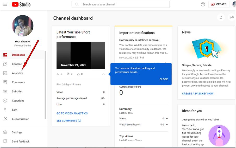 YouTube Analytics on Desktop - Step 4