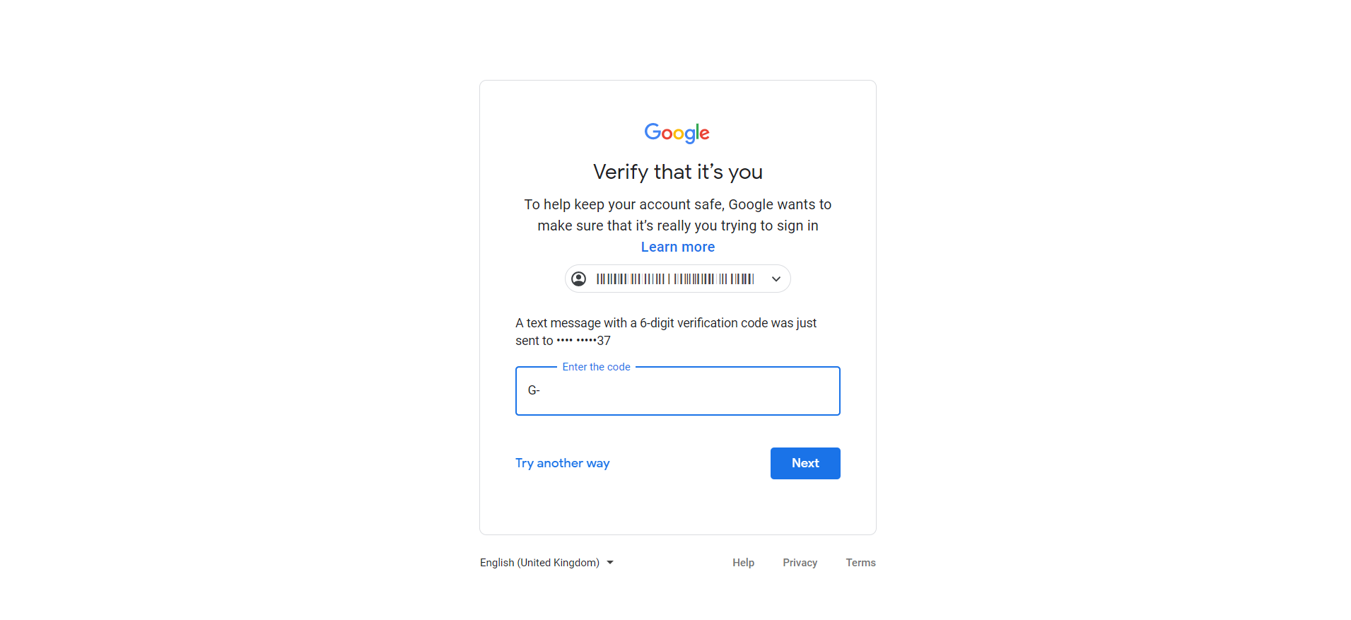 Google Account Verification