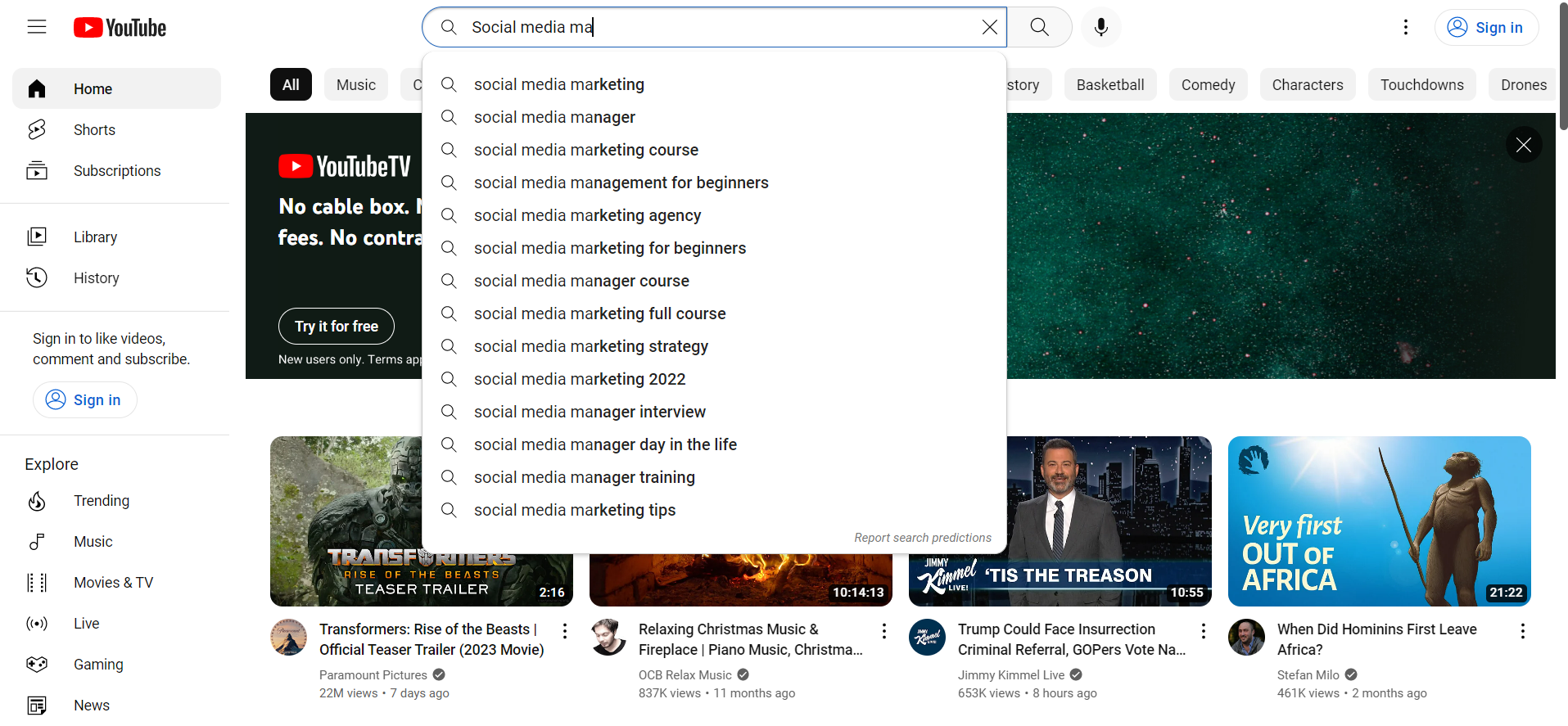 YouTube Keywords Search