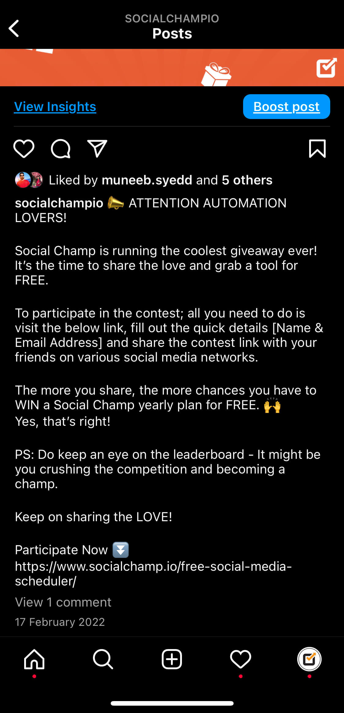 Social Champ Giveaway