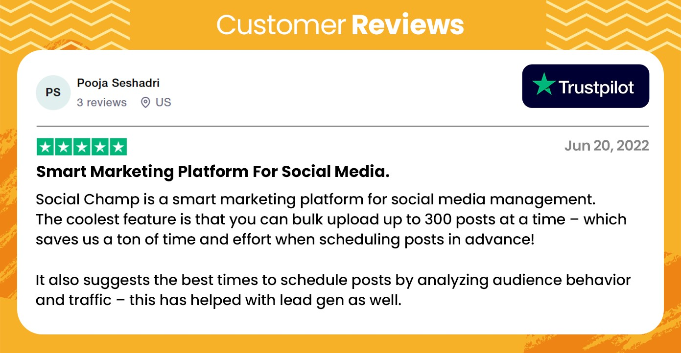 customer review for Social Champ