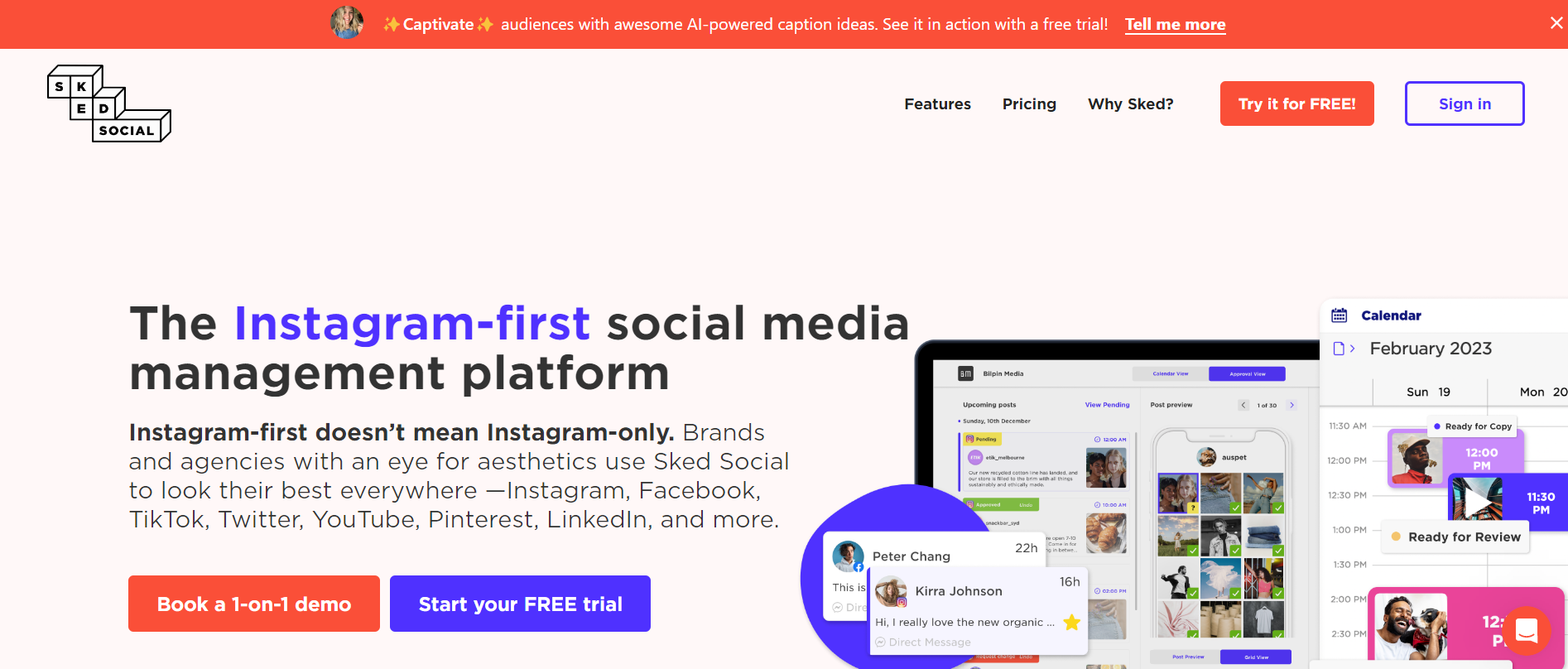 SkedSocial's Landing Page