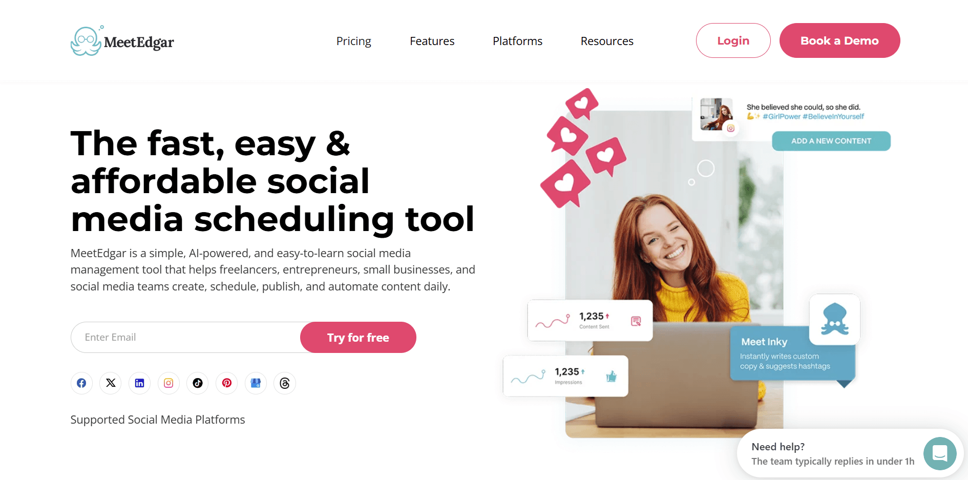 MeetEdgar Landing Page