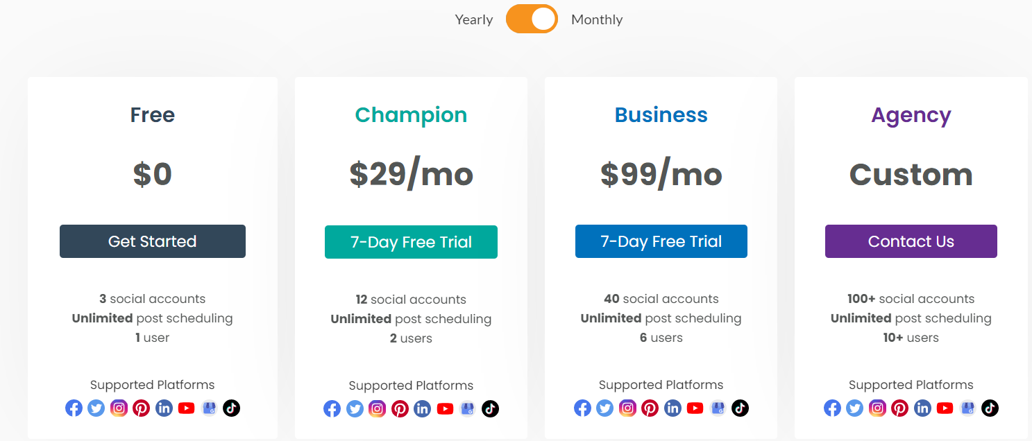 social champ pricing