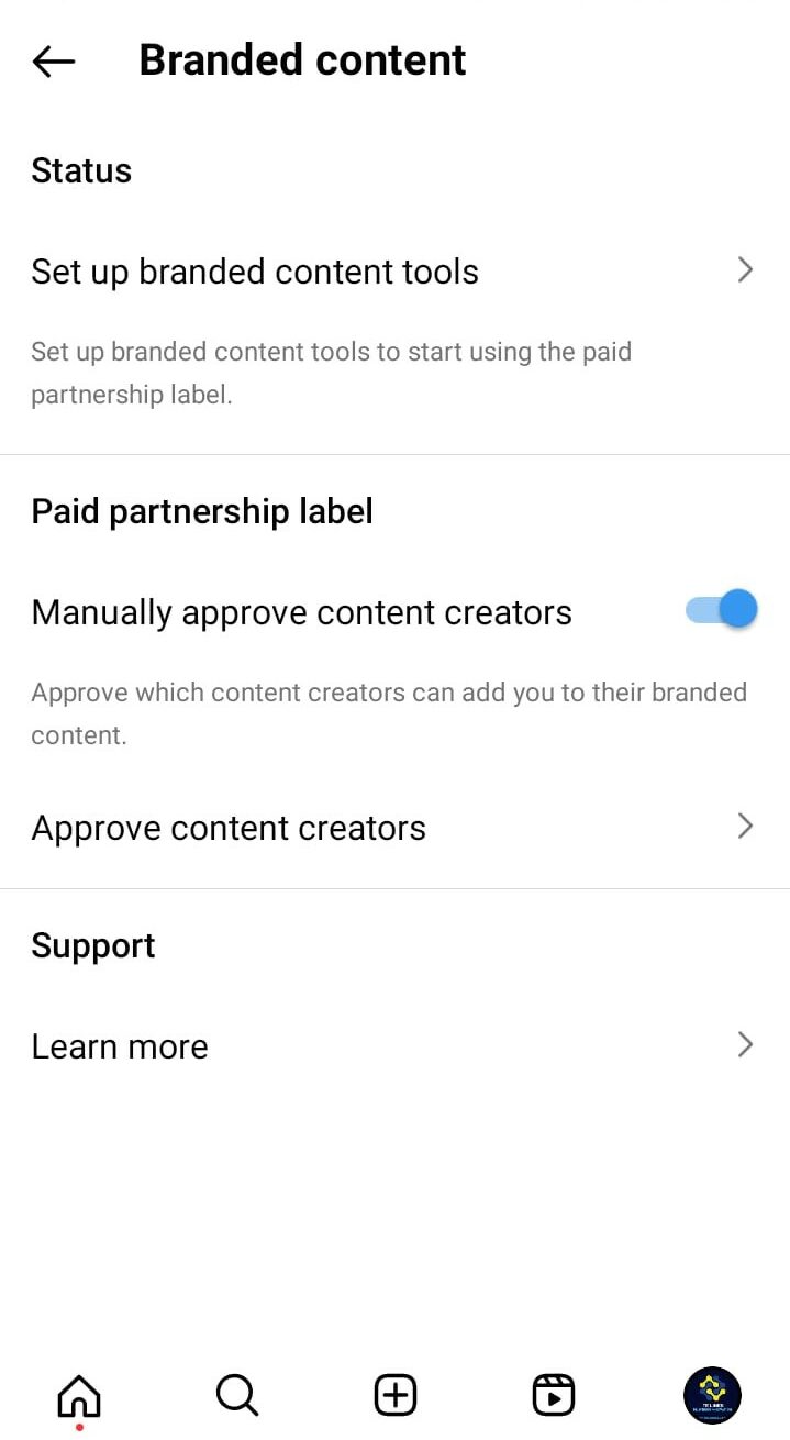 Toggle on the ‘Add paid partnership label