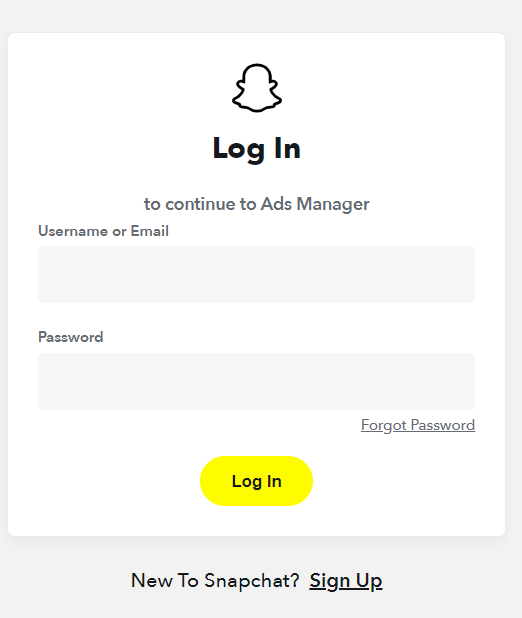 Ads Manager Login Snapchat for Business