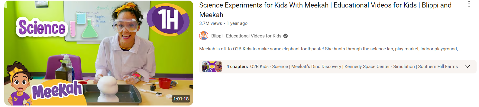 Science experiment video on YouTube