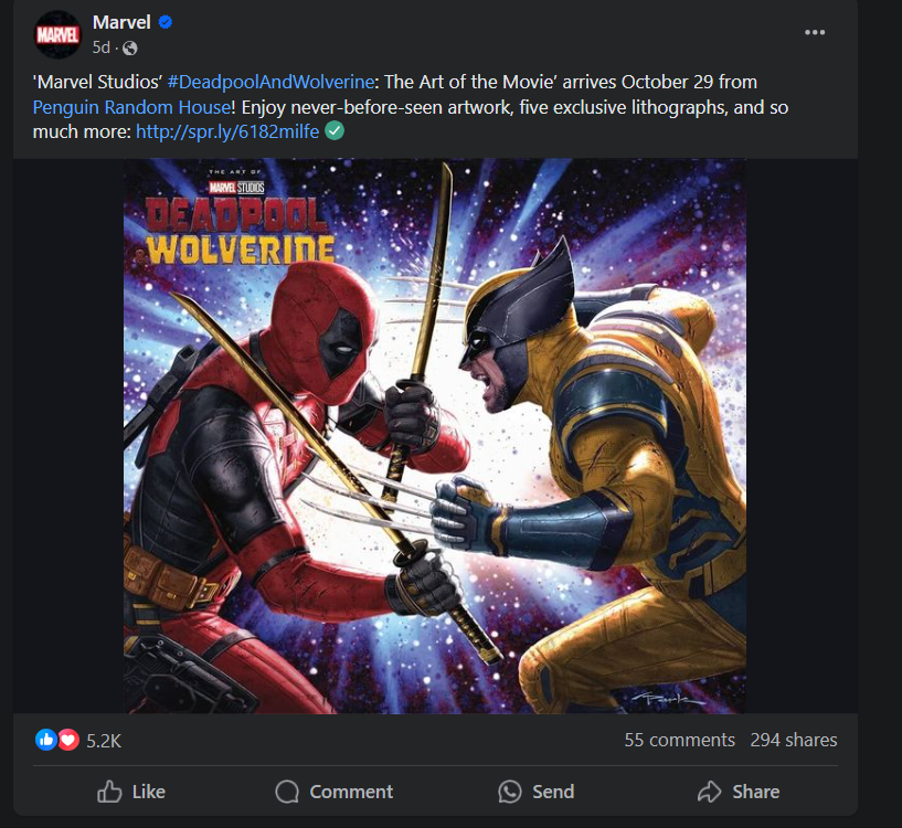 'Marvel' posted on Facebook about the upcoming movie