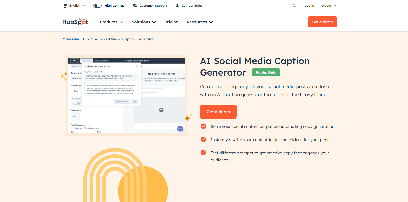 HubSpot Social Caption Generator