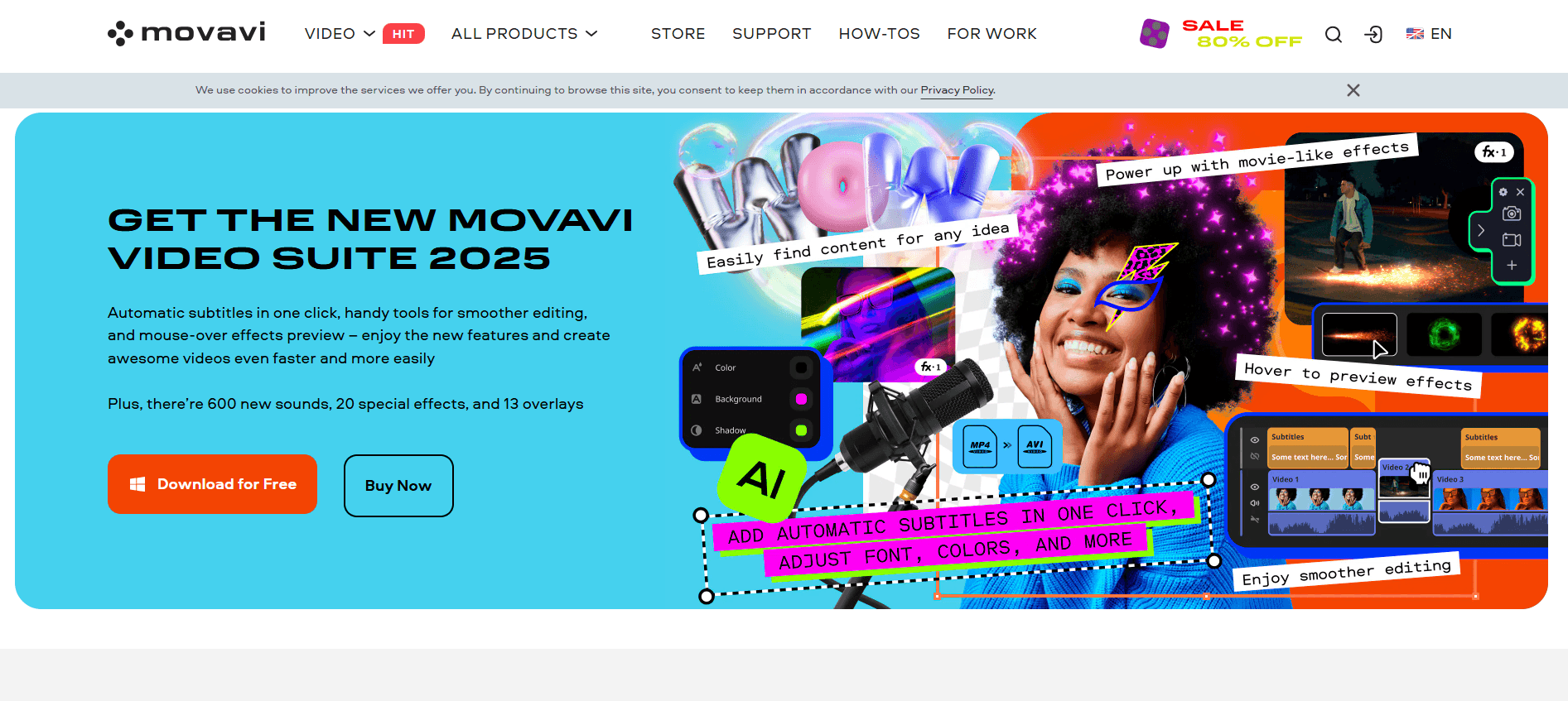 Movavi Video Editor Landing Page