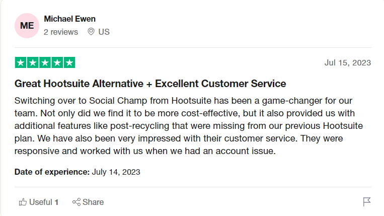 Social Champ Review on Trustpilot