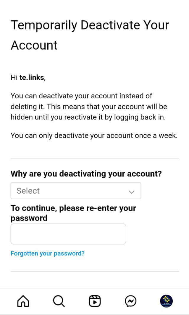 Deactivate Account On Instagram