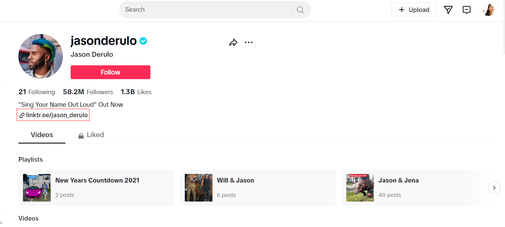 Jason Derulo TikTok Account