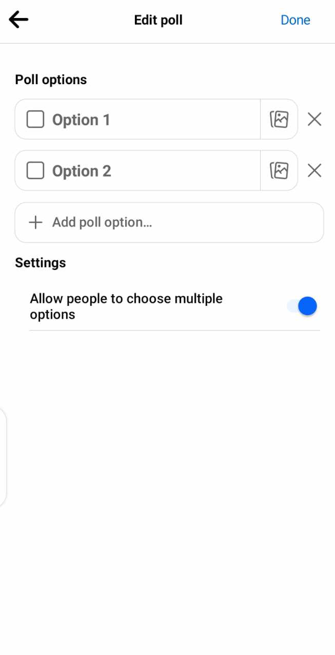 Facebook poll options