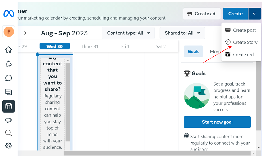 Scheduling Instagram Stories Using Meta Business Suite step 4