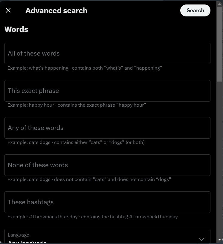 How To Advance Search On Twitter - Words