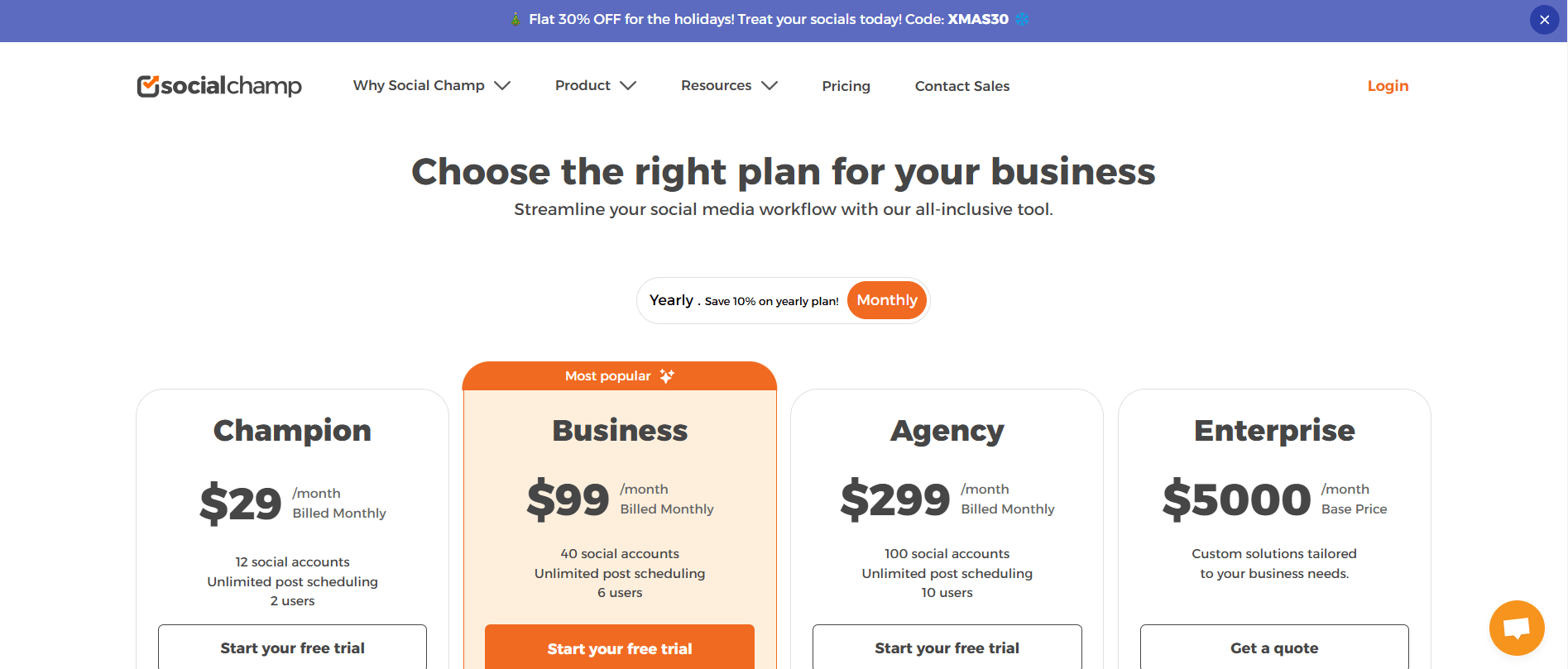 Social Champ Pricing Plan