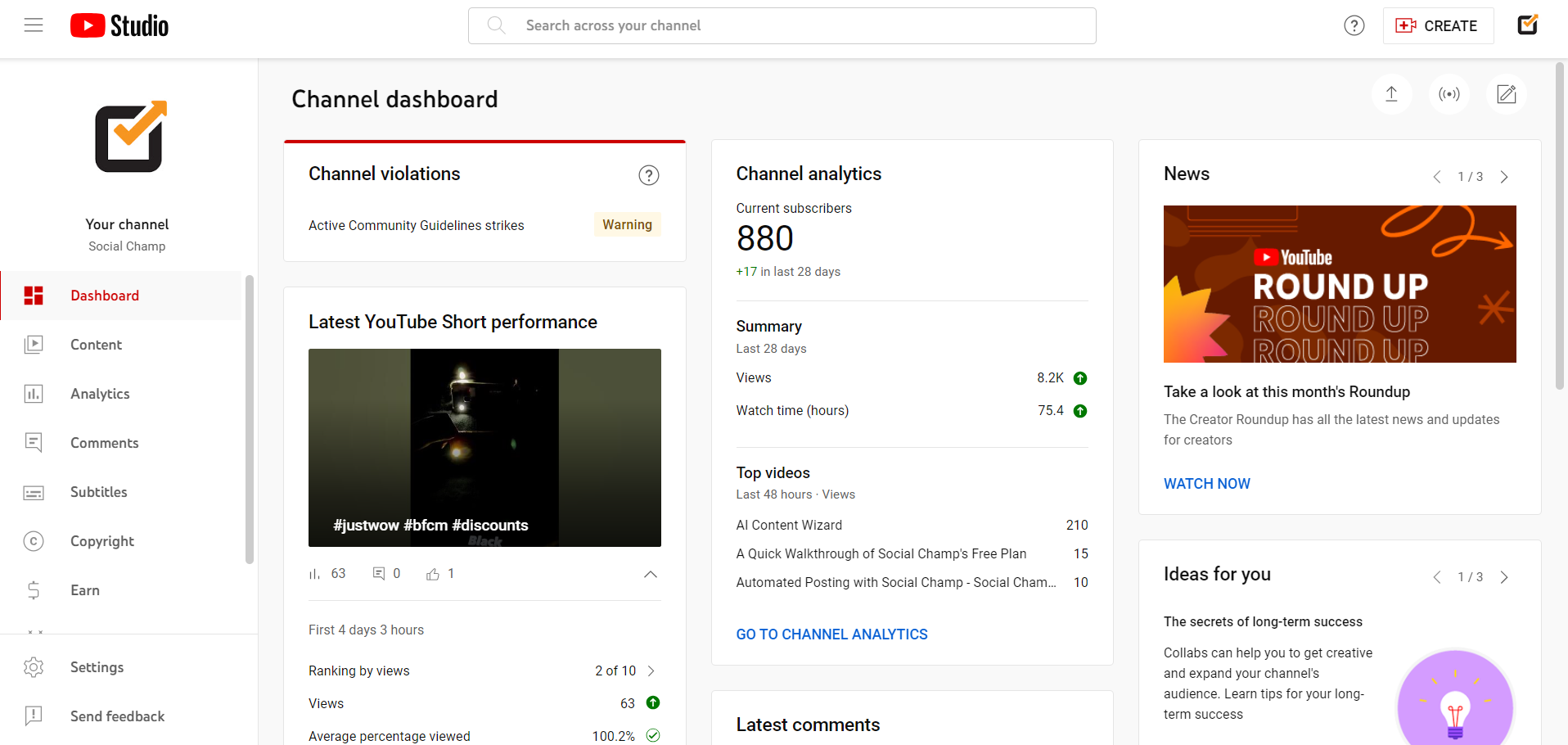 YouTube Channel Dashboard