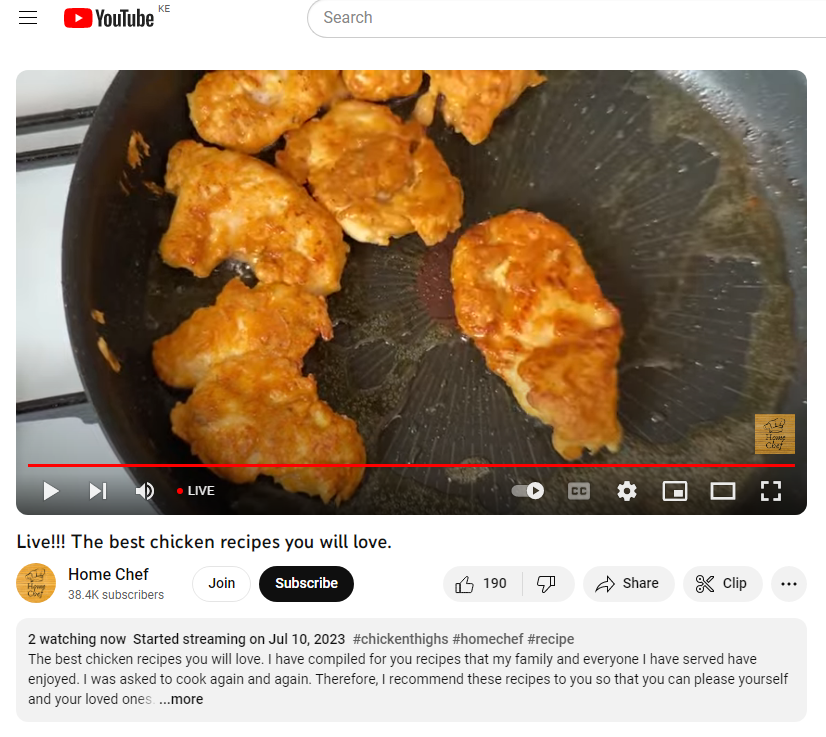 Cooking Show - YouTube Live 