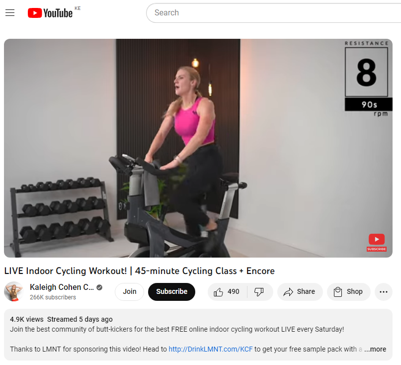 Health and Fitness Classes - YouTube Live 