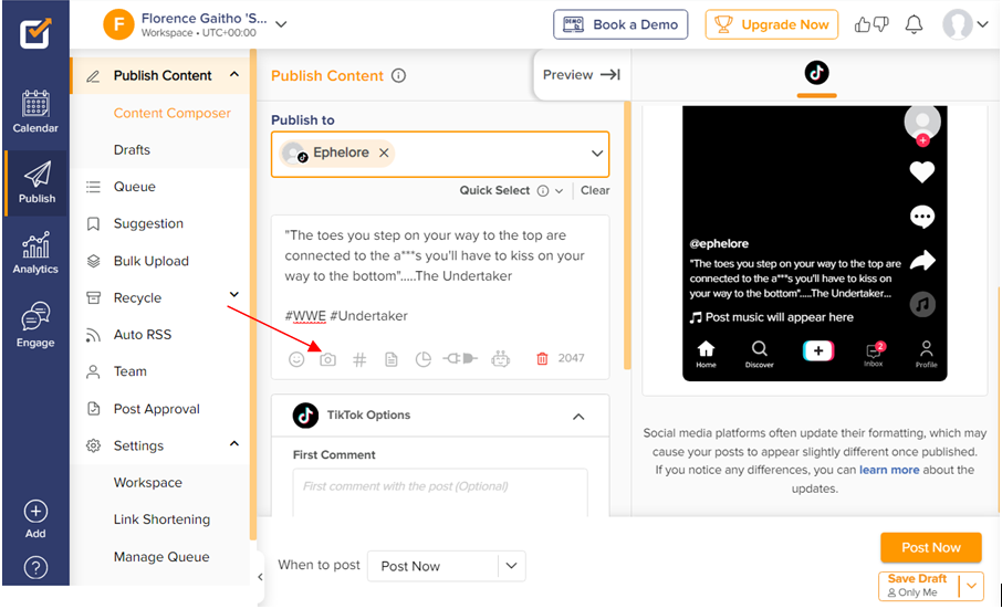 Schedule TikTok video - Step 7