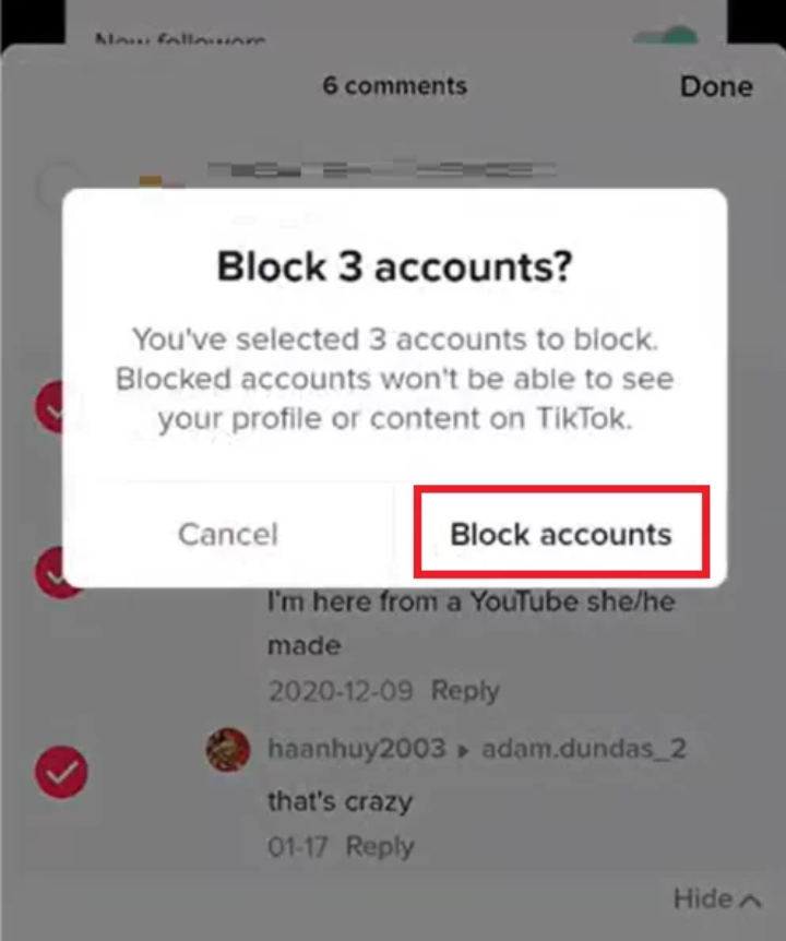 How to block someone in bulk - Step 5