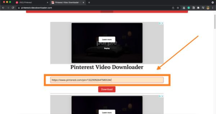 Visual of step 2: open Pinterest Video Downloader