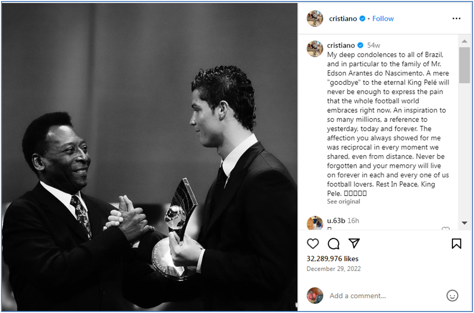 Cristiano Ronaldo Eulogizing Pele