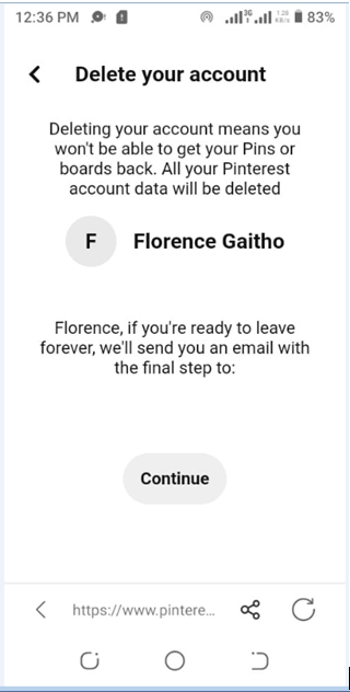 Delete Pinterest Account on Mobile - Step 7