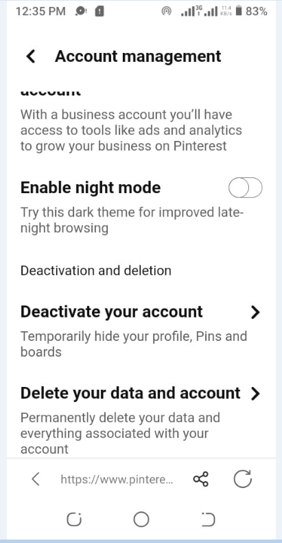 Delete Pinterest Account on Mobile - Step 6