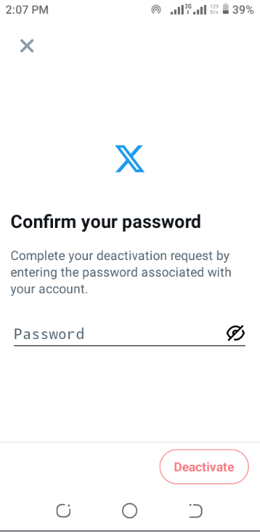 visual of confirm password on phone