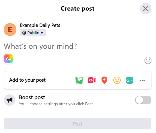 Visual of Create Post