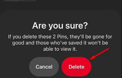 delete pins visual 